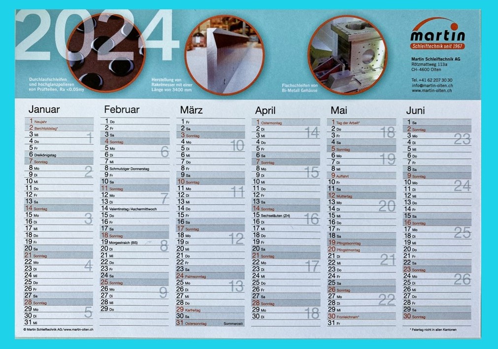 Karten Kalender 2024